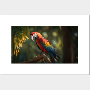 Vibrant Parrot in the Lush Forest Posters and Art